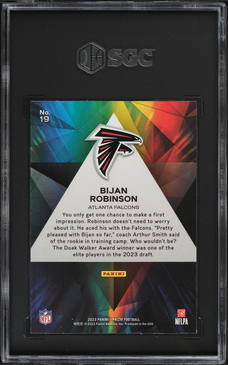 2023 Panini Prizm Prizmatic Bijan Robinson ROOKIE #19 SGC 10 GEM MINT