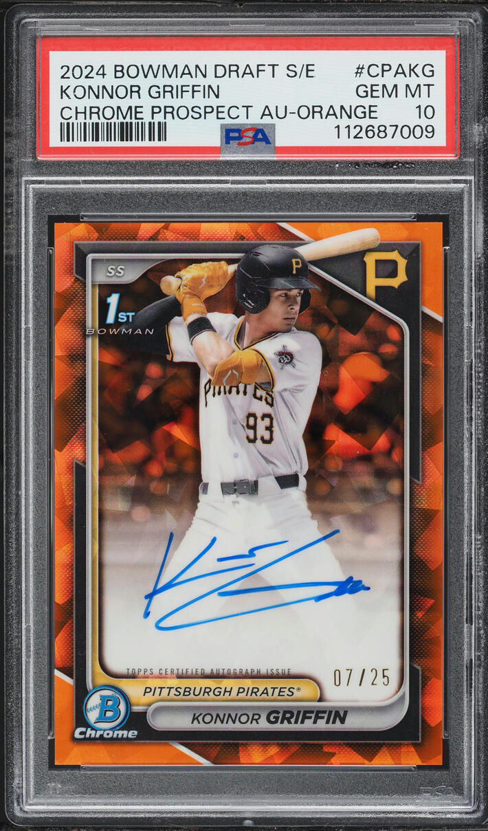 2024 Bowman Chrome Sapphire Orange Konnor Griffin PROSPECT AUTO /25 #CPA-KG PSA 10 GEM MINT