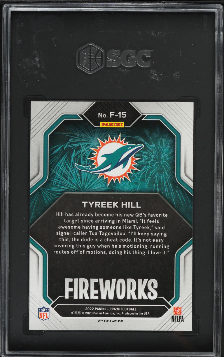 2022 Panini Prizm Fireworks Silver Tyreek Hill #F-15 SGC 8 NM-MT