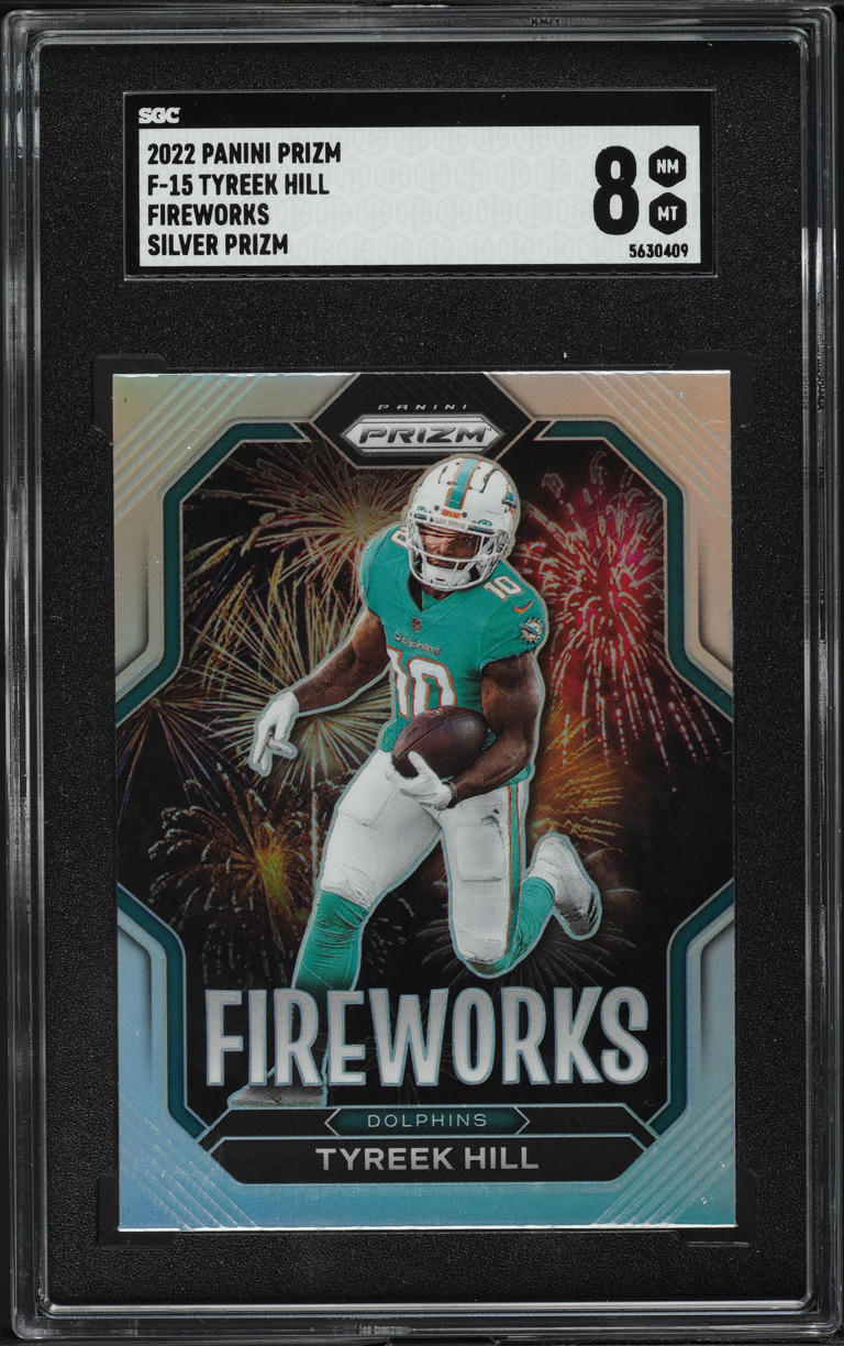 2022 Panini Prizm Fireworks Silver Tyreek Hill #F-15 SGC 8 NM-MT