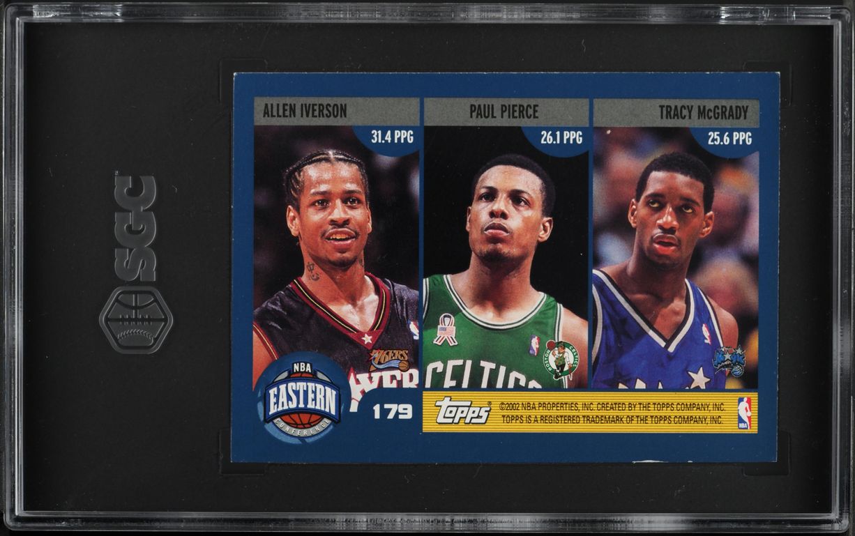 2002 Topps League Leaders Shaquille O'Neal Tim Duncan Kobe Bryant #179 SGC 7