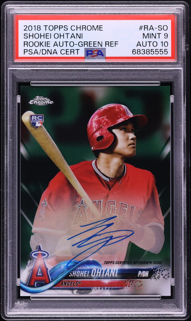 2018 Topps Chrome Green Refractor Shohei Ohtani ROOKIE AUTO DNA 10 /99 #RA-SO PSA 9 MINT