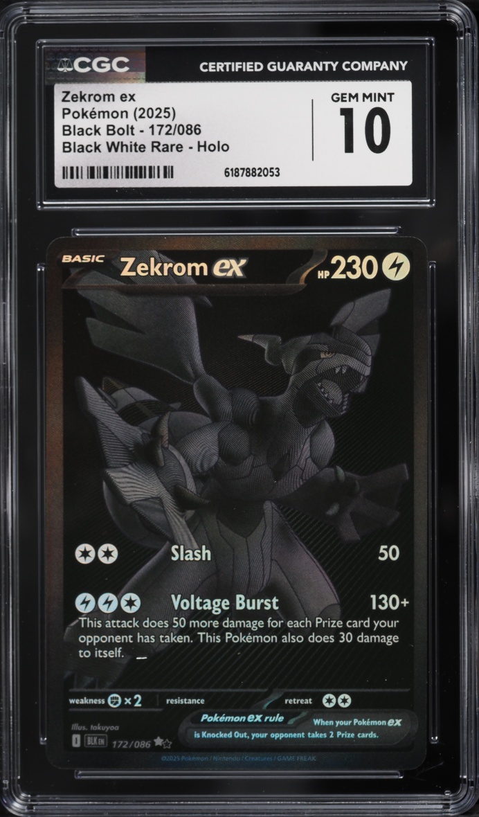 2025 Pokemon Scarlet & Violet Black Bolt BWR Zekrom EX #172 CGC 10 GEM MINT