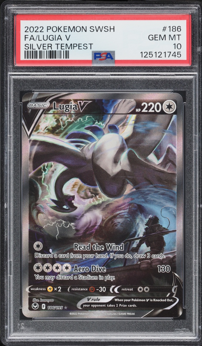 2022 Pokemon Sword & Shield Silver Tempest Full Art Lugia V #186 PSA 10 GEM MINT