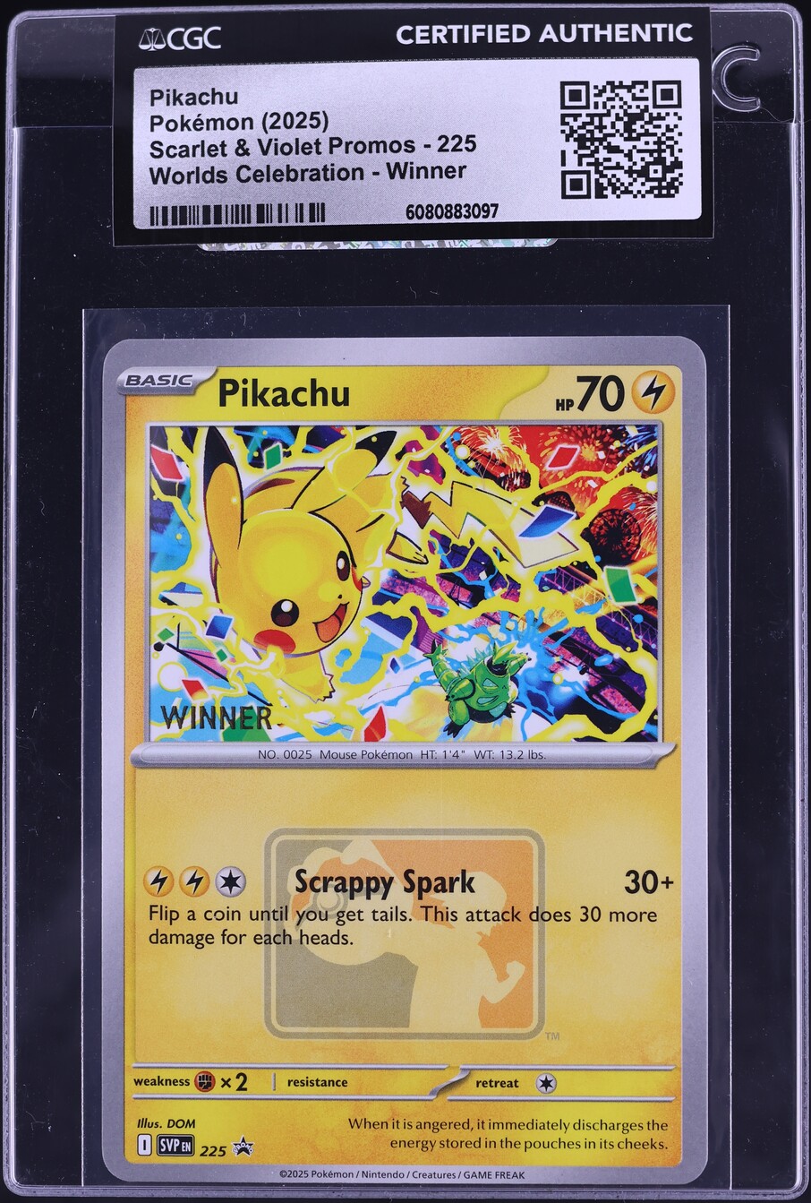 2025 Pokemon SV Promo Worlds Celebration Winner Pikachu #225 CGC AUTH ...