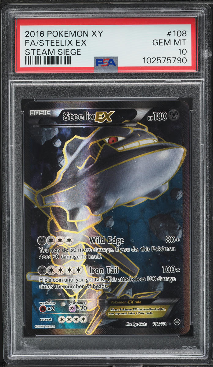 2016 Pokemon XY Steam Siege Full Art Steelix EX #108 PSA 10 GEM MINT