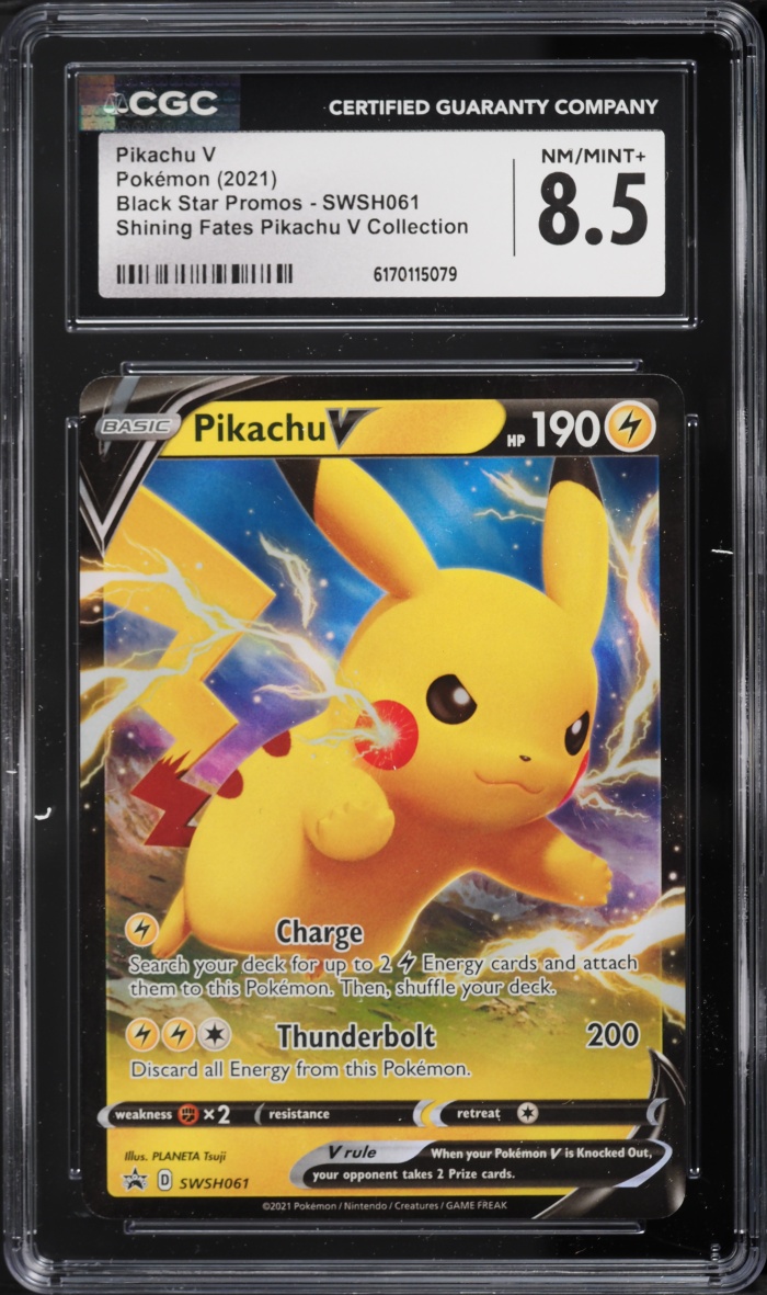 2021 Pokemon Sword & Shield Promo Shining Fates Collection Alt Art Pikachu V #SWSH061 CGC 8.5