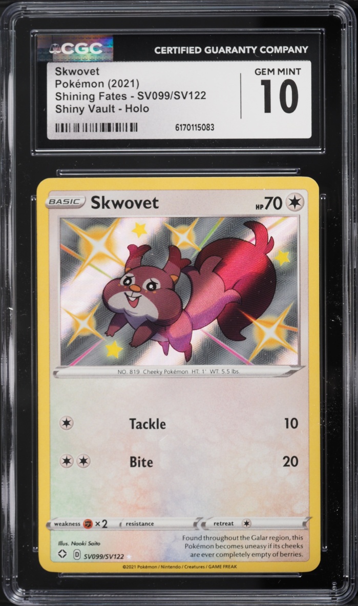 2021 Pokemon Sword & Shield Shining Fates Shiny Skwovet #SV099 CGC 10 GEM MINT
