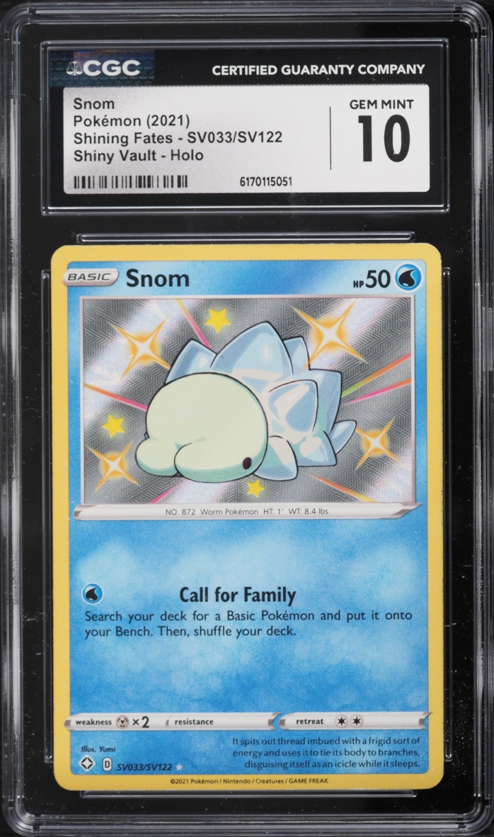 2021 Pokemon Sword & Shield Shining Fates Shiny Snom #SV033 CGC 10 GEM MINT