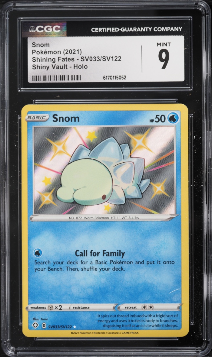 2021 Pokemon Sword & Shield Shining Fates Shiny Vault Holo Snom #SV033 CGC 9 MINT