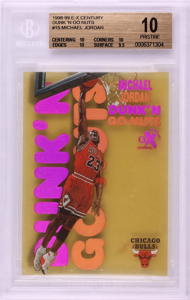 1998 Skybox E-X Century Dunk 'N Go Nuts Michael Jordan #15DG BGS
