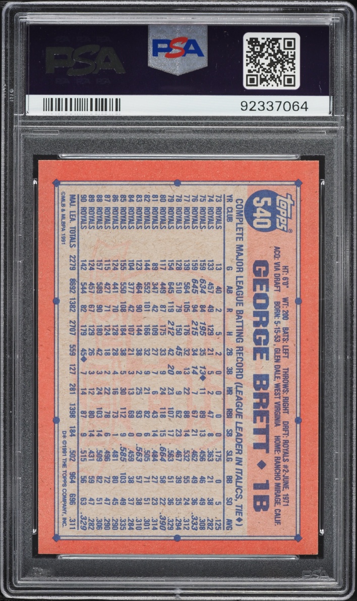 1991 Topps George Brett #540 PSA 8 NM-MT