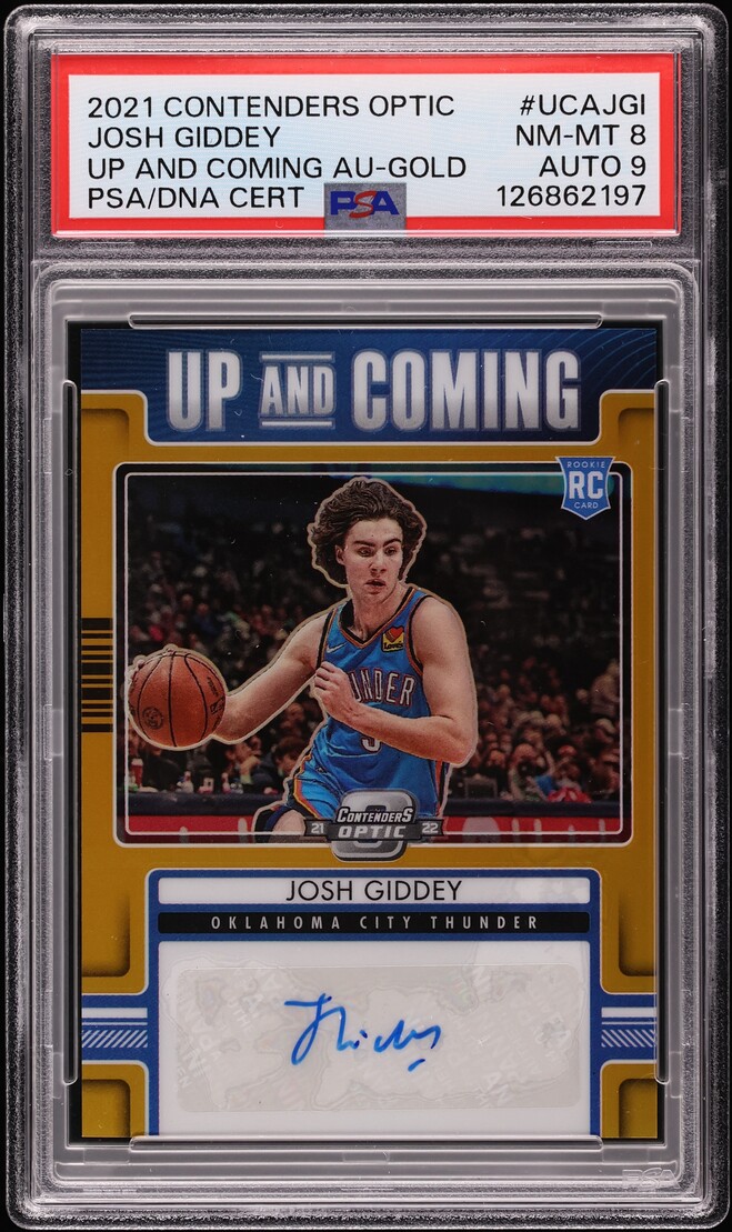 2021 Panini Contenders Optic Up & Coming Gold Josh Giddey ROOKIE AUTO DNA 9 /10 #UCA-JGI PSA 8 - Photo 1