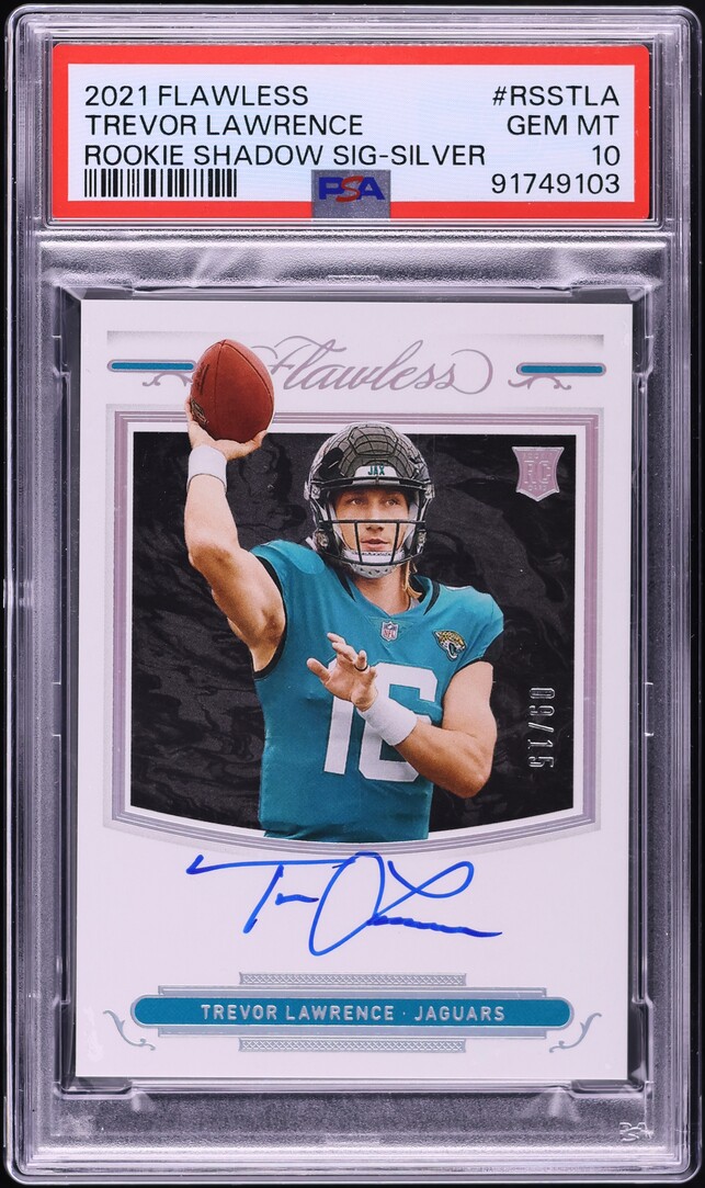 2021 Panini Flawless Shadow Silver Trevor Lawrence ROOKIE AUTO /15 PSA 10 GEM