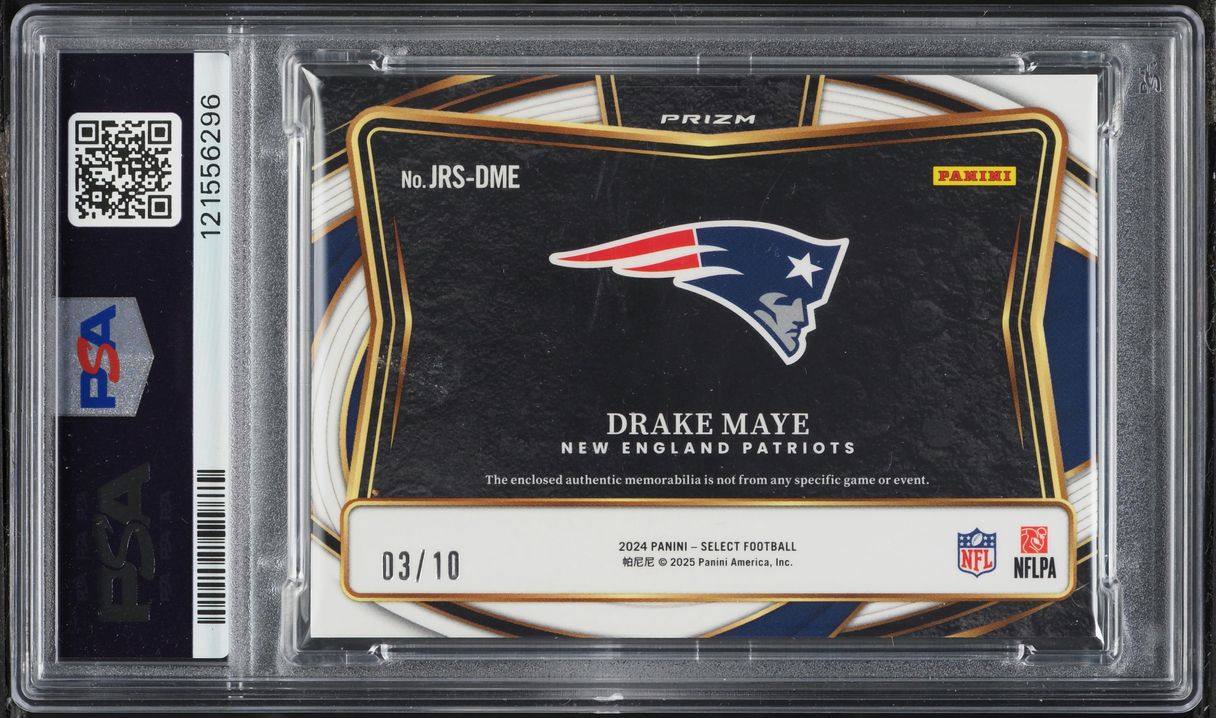 2024 Select Jumbo Gold Prizm Drake Maye ROOKIE PATCH /10 #JRSDME PSA 9 ...