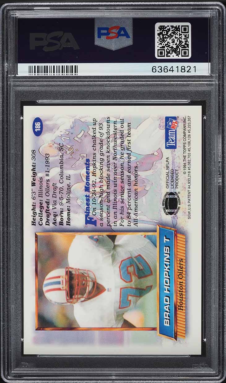 1994 Finest Refractor Brad Hopkins #186 PSA 8 NM-MT