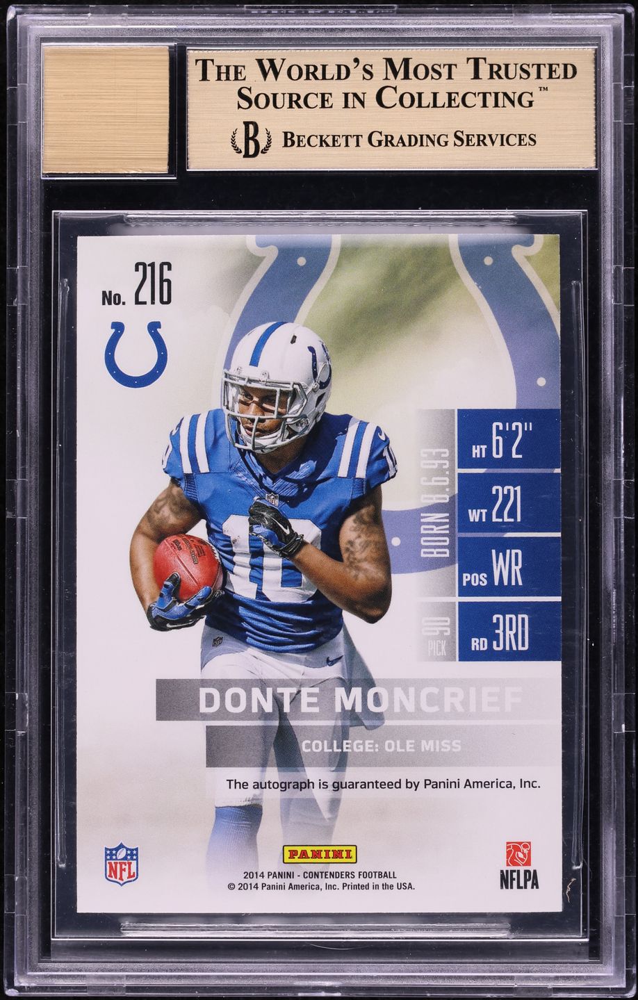 2014 Panini Contenders Donte Moncrief ROOKIE AUTO #216 BGS 9.5 GEM MINT