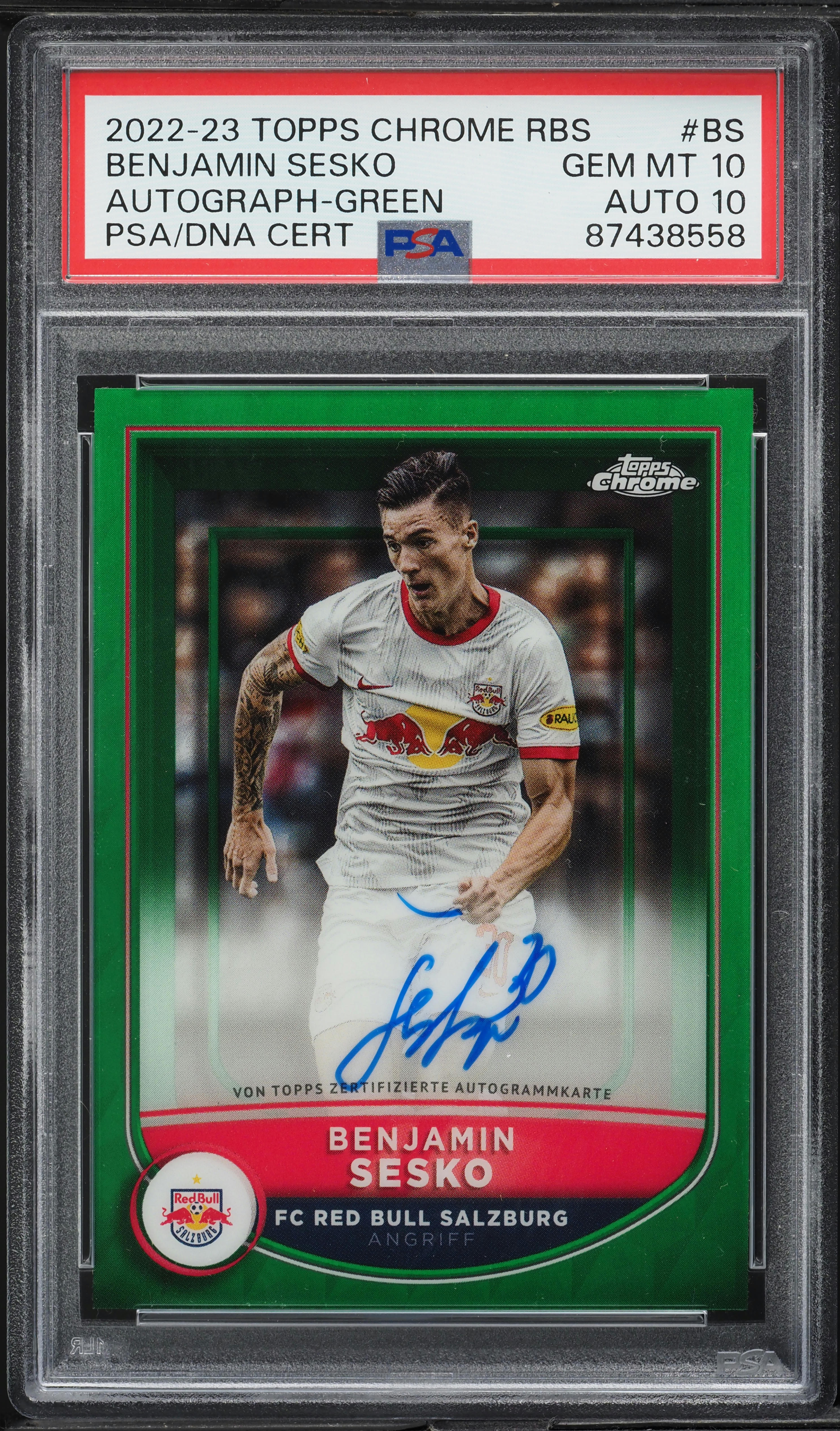 2022 Topps Chrome FC RB Sesko Green Benjamin Sesko AUTO DNA