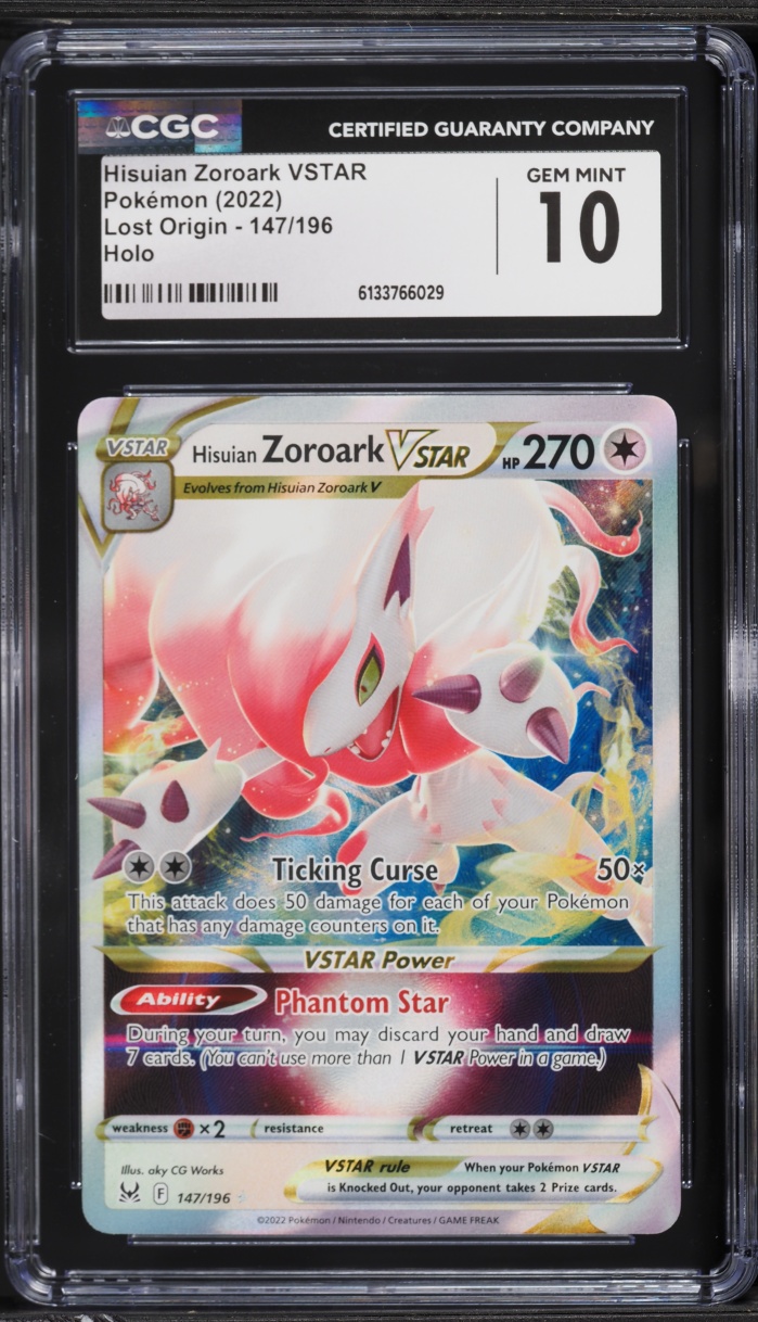 2022 Pokemon Sword & Shield Lost Origin Holo Hisuian Zoroark VSTAR #147 CGC 10 GEM MINT