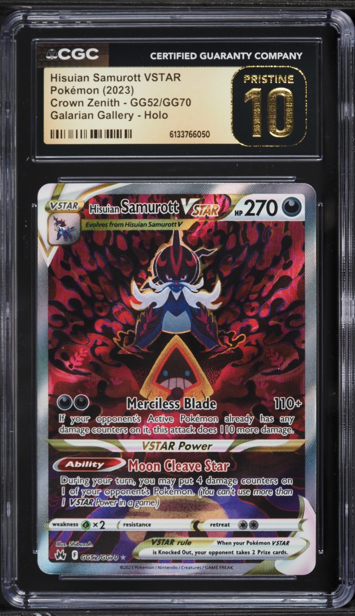 2023 Pokemon Sword & Shield Crown Zenith Alt Art Hisuian Samurott VSTAR #GG52 CGC 10 PRISTINE