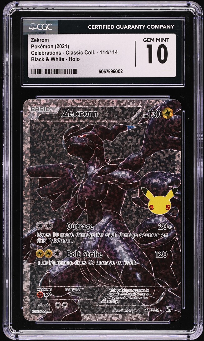 2021 Pokemon SWSH Celebrations Classic Full Art Zekrom #114 CGC 10 GEM MINT - Main Image