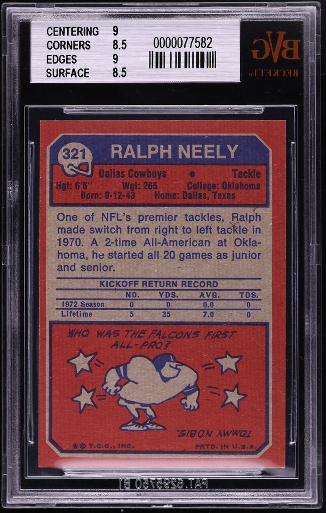 1973 Topps Football Ralph Neely #321 BVG 8.5 NM-MT+