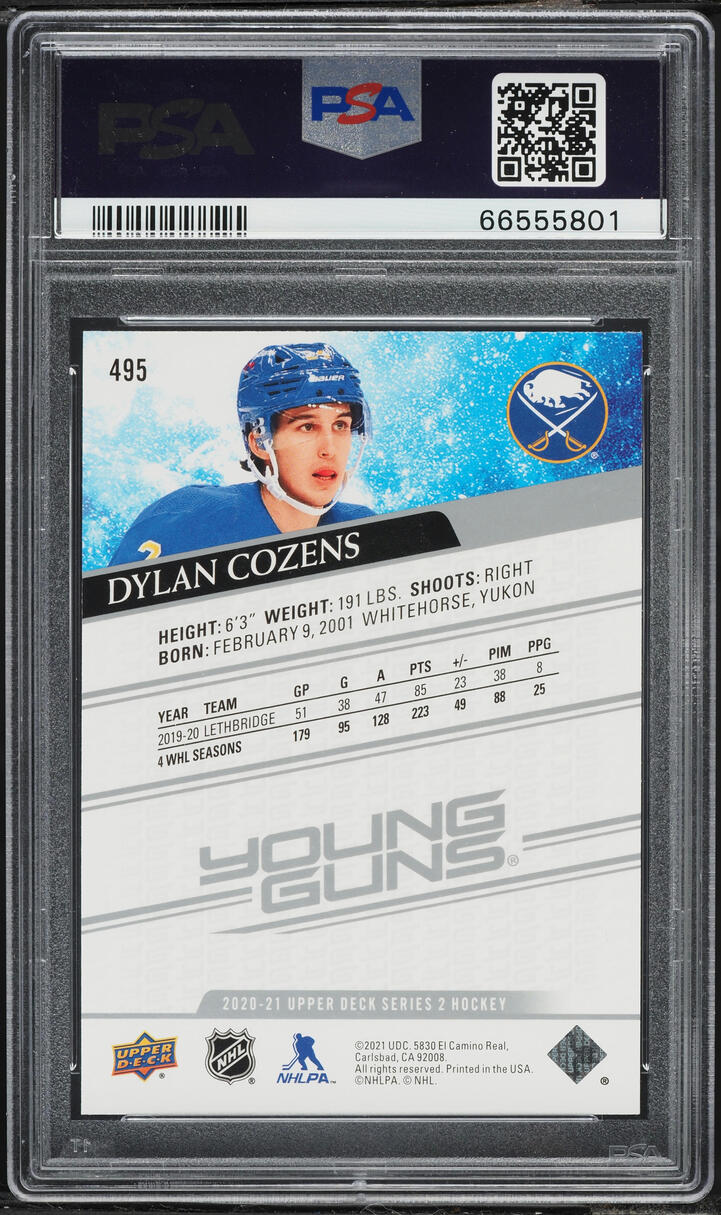 2020 Upper Deck Young Guns Dylan Cozens ROOKIE #495 PSA 9 MINT