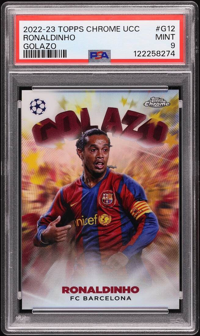 2022 Topps Chrome UEFA Club Competitions Golazo Ronaldinho #G12 PSA 9 MINT