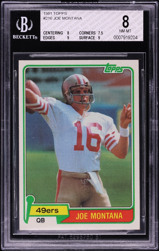 1981 Topps Football Joe Montana ROOKIE  #216 BAS BGS 8 NM-MT