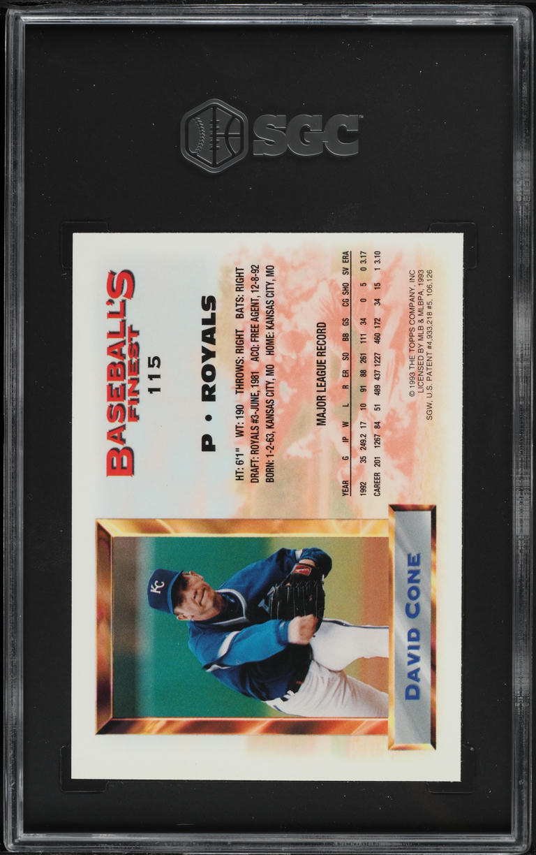 1993 Finest Refractor David Cone #115 SGC 8.5 NM-MT+