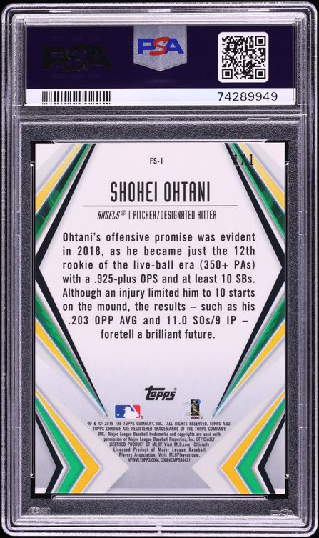 2019 Topps Chrome Future Stars Superfractor Shohei Ohtani 1/1 #FS-1 PSA 10 GEM MINT