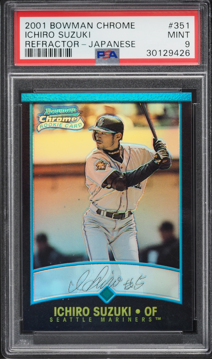 2001 Bowman Chrome Japanese Refractor Ichiro Suzuki ROOKIE #351 PSA 9 MINT