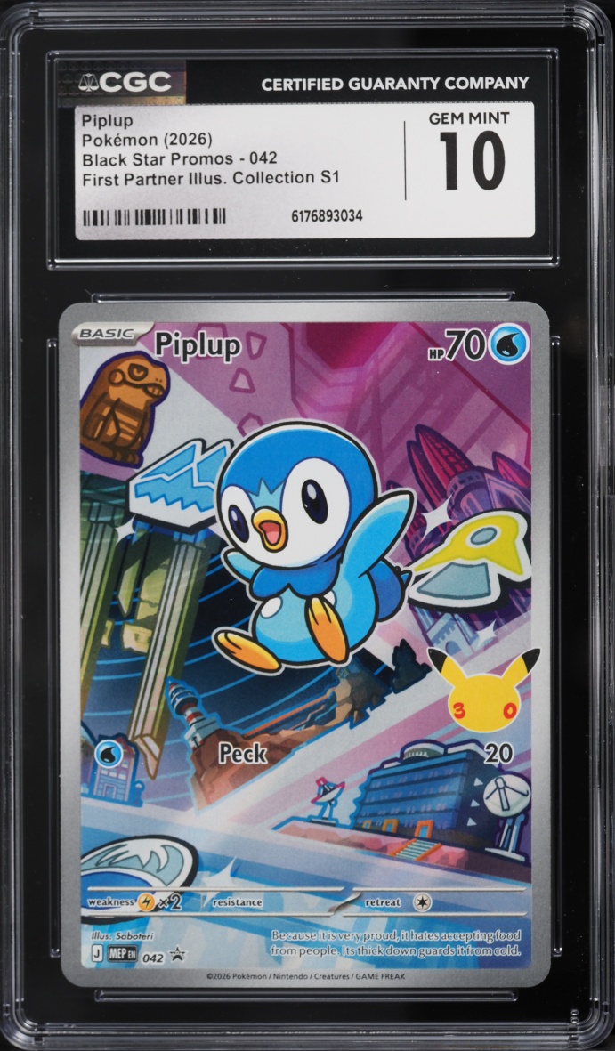 2026 Pokemon Mega Evolution Promo First Partner Illustration S1 Full Art Piplup #42 CGC 10 GEM