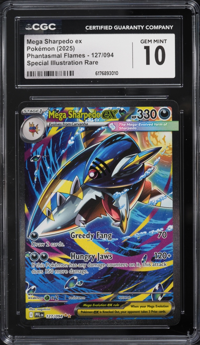 2025 Pokemon Mega Evolution Phantasmal Flames SIR Mega Sharpedo ex #127 CGC 10 GEM MINT
