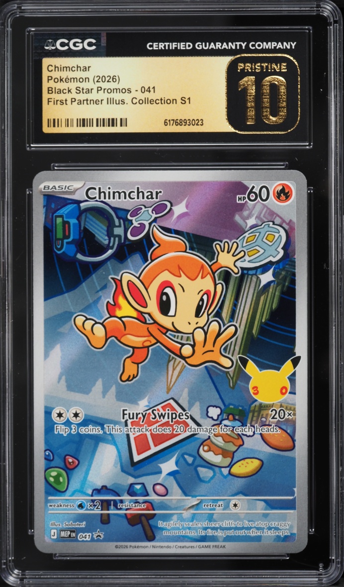 2026 Pokemon Mega Promo First Partner Illustration Full Art Chimchar #41 CGC 10 PRISTINE
