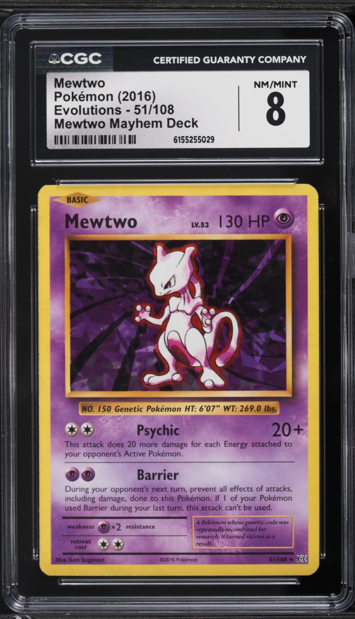 2016 Pokemon XY Evolutions Mayhem Deck Mewtwo #51 CGC 8 NM-MT