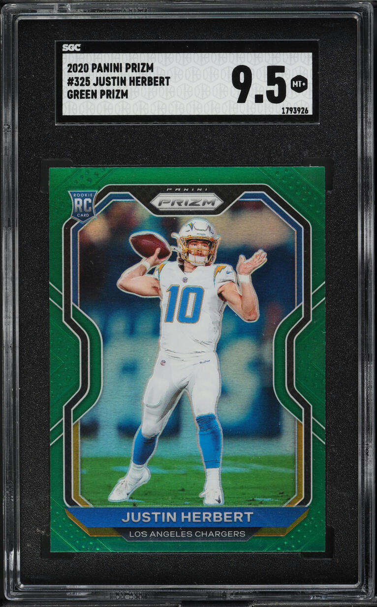 2020 Panini Prizm Green Justin Herbert ROOKIE #325 SGC 9.5 MINT+