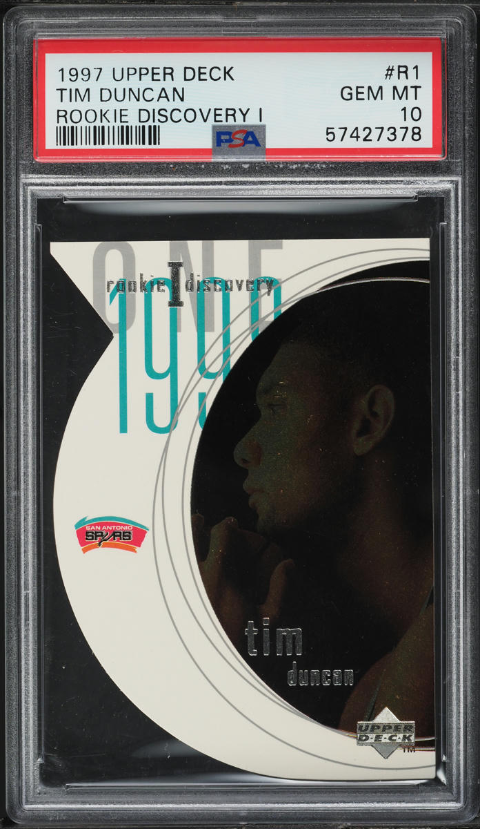 1997 Upper Deck Discovery I Die-Cut Tim Duncan ROOKIE #R1 PSA 10 GEM MINT