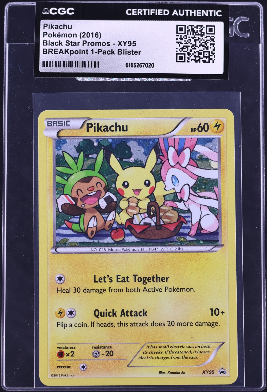 2016 Pokemon XY Black Star Promo BREAKpoint Pikachu #XY95 CGC AUTH