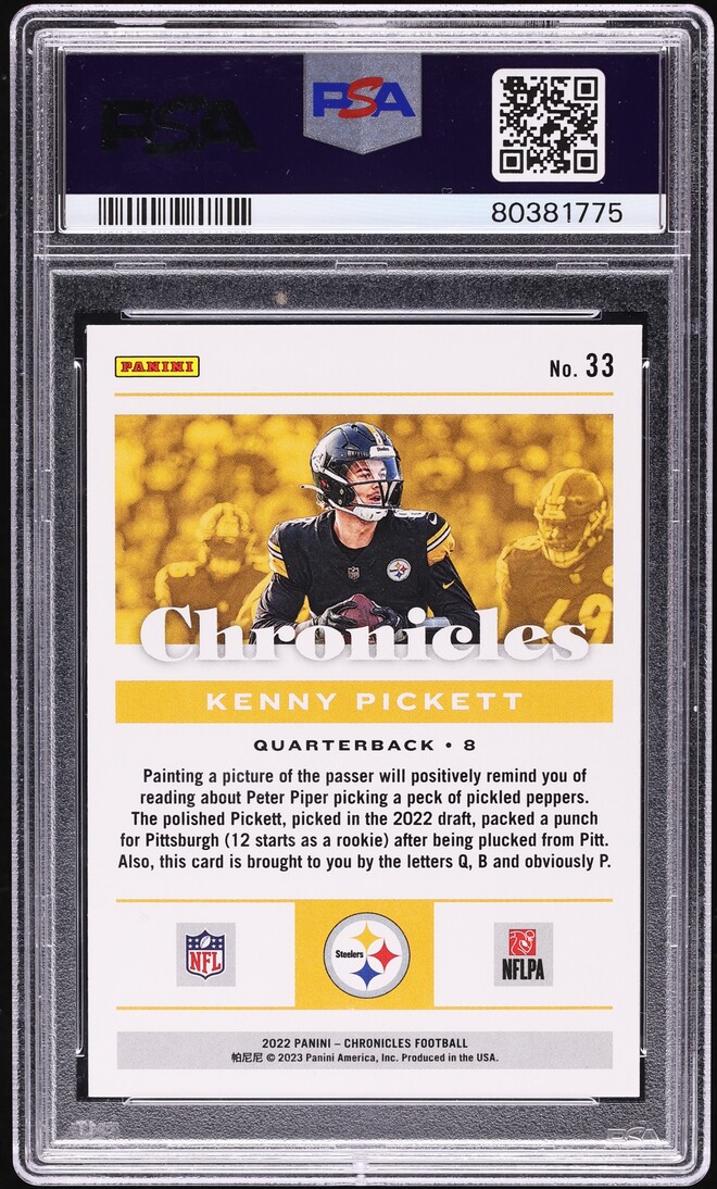 2022 Panini Chronicles Kenny Pickett ROOKIE #33 PSA 10 GEM MINT