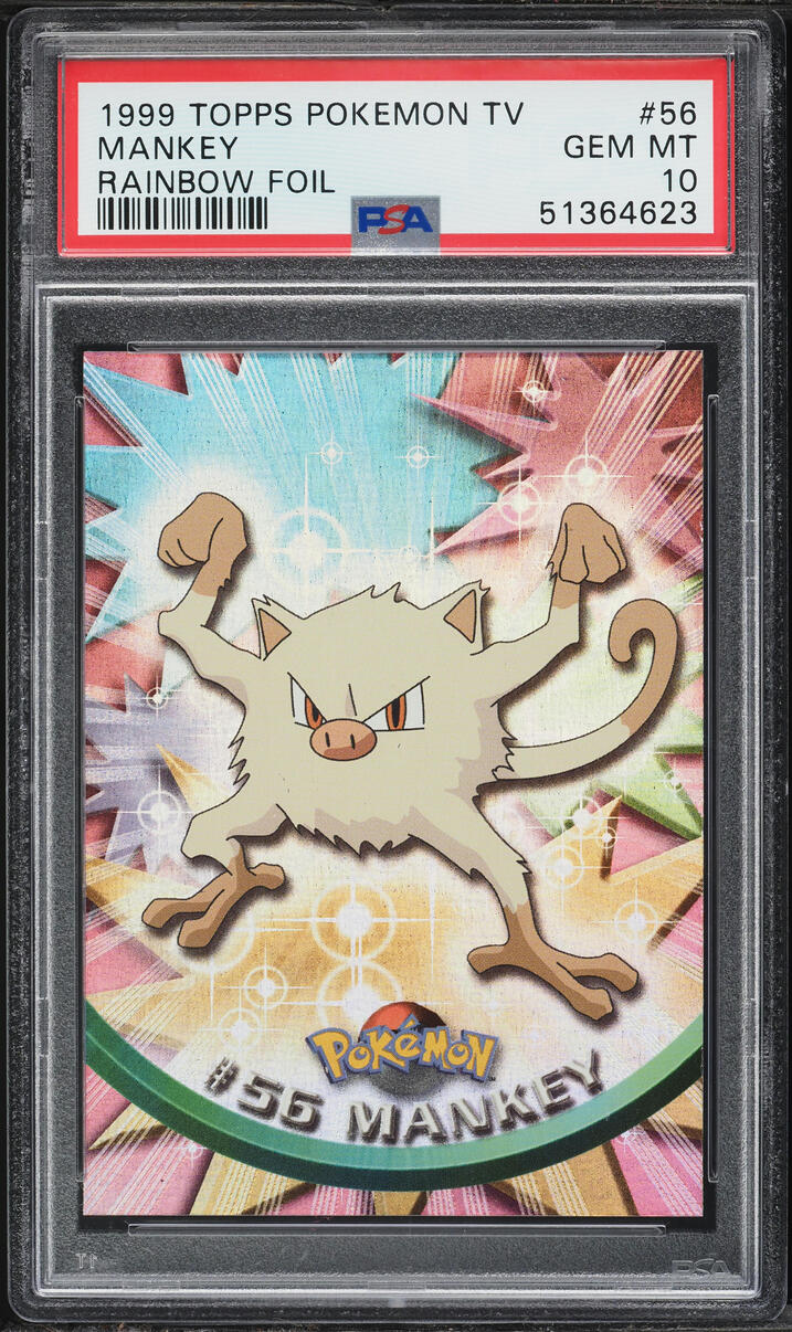 1999 Pokemon Topps TV Rainbow Foil Mankey #56 PSA 10 GEM MINT
