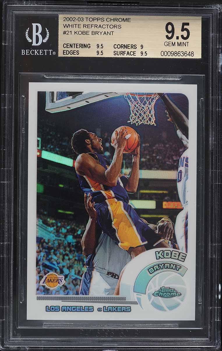 2002 Topps Chrome Refractor White Border Kobe Bryant /249 #21 BGS 9.5 GEM MINT