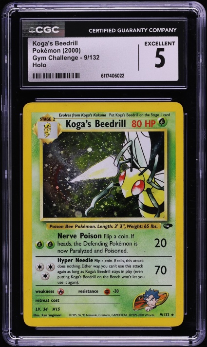 2000 Pokemon Gym Challenge Holo Koga's Beedrill #9 CGC 5 EX