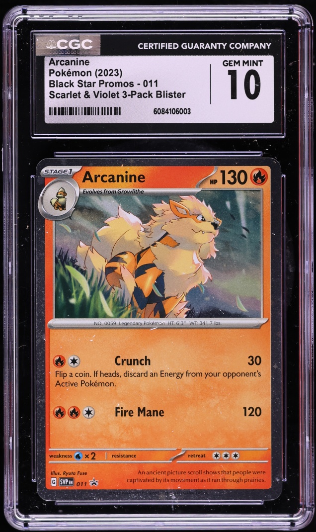 2023 Pokemon Scarlet & Violet Black Star Promo Holo Arcanine #11 CGC 10 GEM MINT
