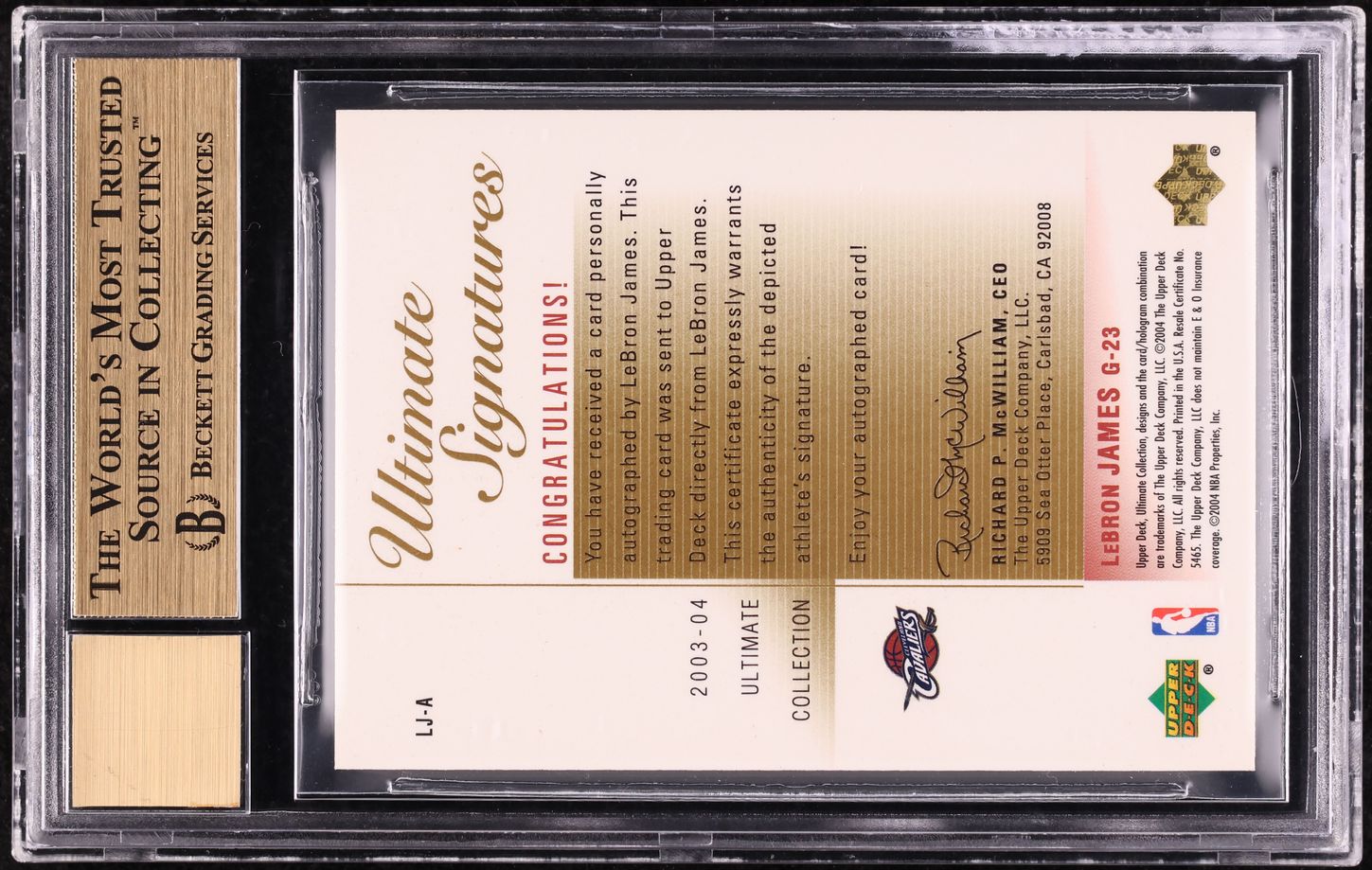2003 Ultimate Collection Gold LeBron James ROOKIE AUTO /23 #LJ-A BGS 9.5 GEM