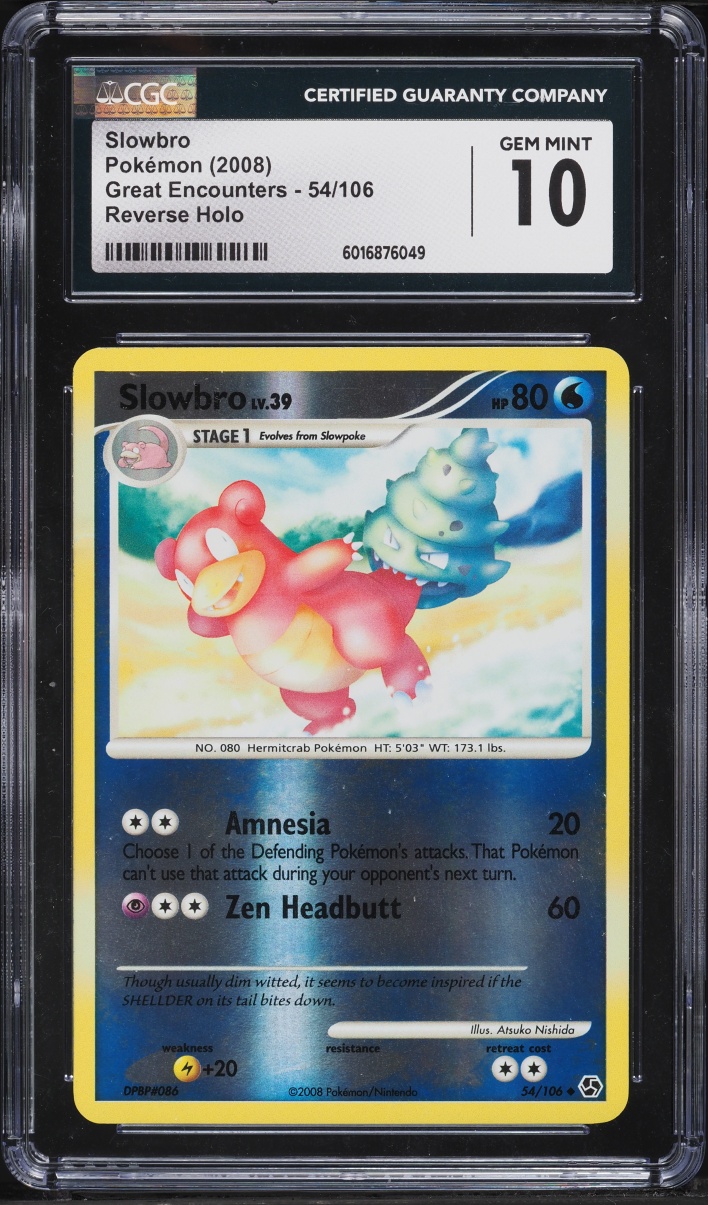 2008 Pokemon Diamond & Pearl Great Encounters Reverse Holo Slowbro #54 CGC 10