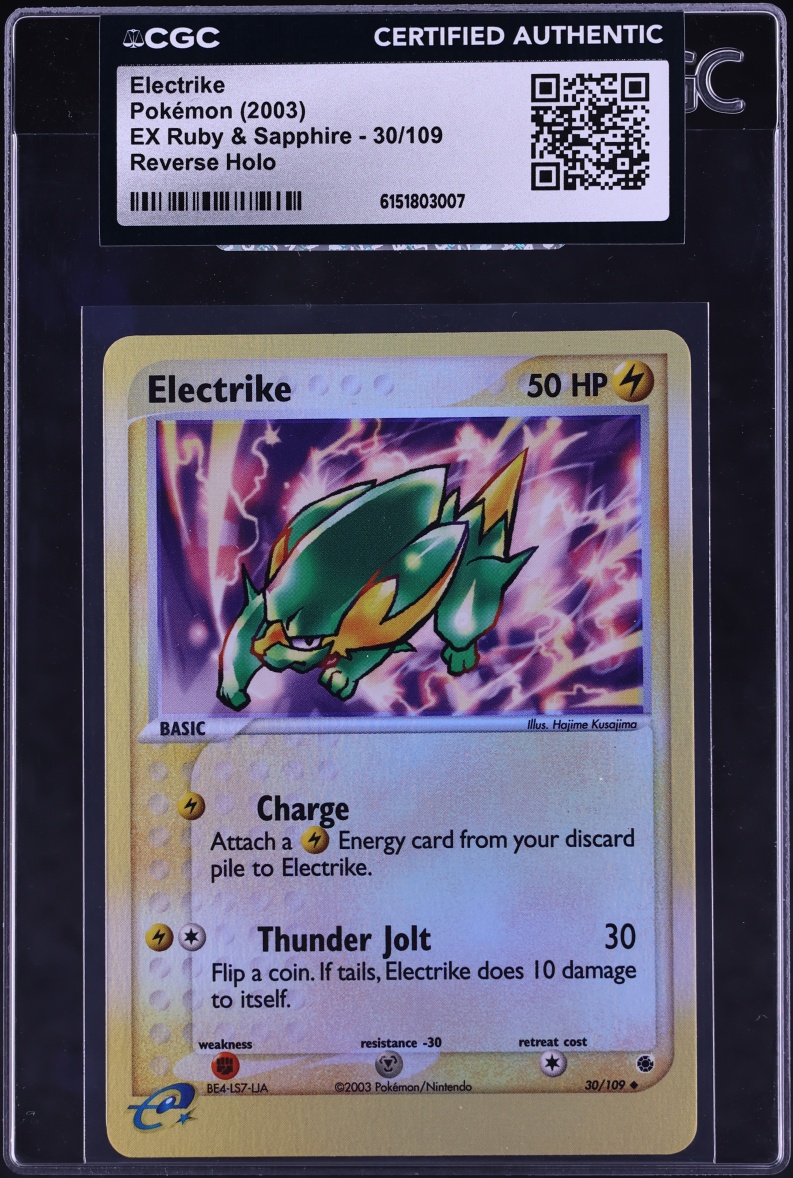 2003 Pokemon EX Ruby & Sapphire Reverse Holo Electrike #30 CGC AUTH