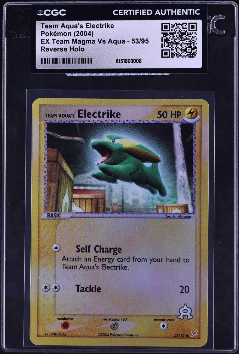 2004 Pokemon EX Team Magma Vs Aqua Reverse Holo Team Aqua's Electrike #53 CGC AUTH