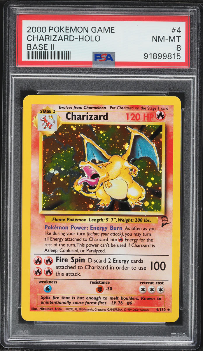 2000 Pokemon Base Set 2 Holo Charizard #4 PSA 8 NM-MT