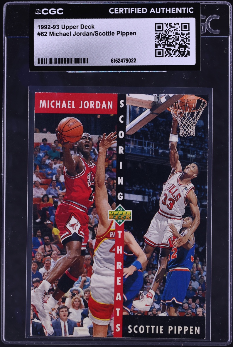 1992 Upper Deck Basketball Michael Jordan Scottie Pippen #62 CGC AUTH